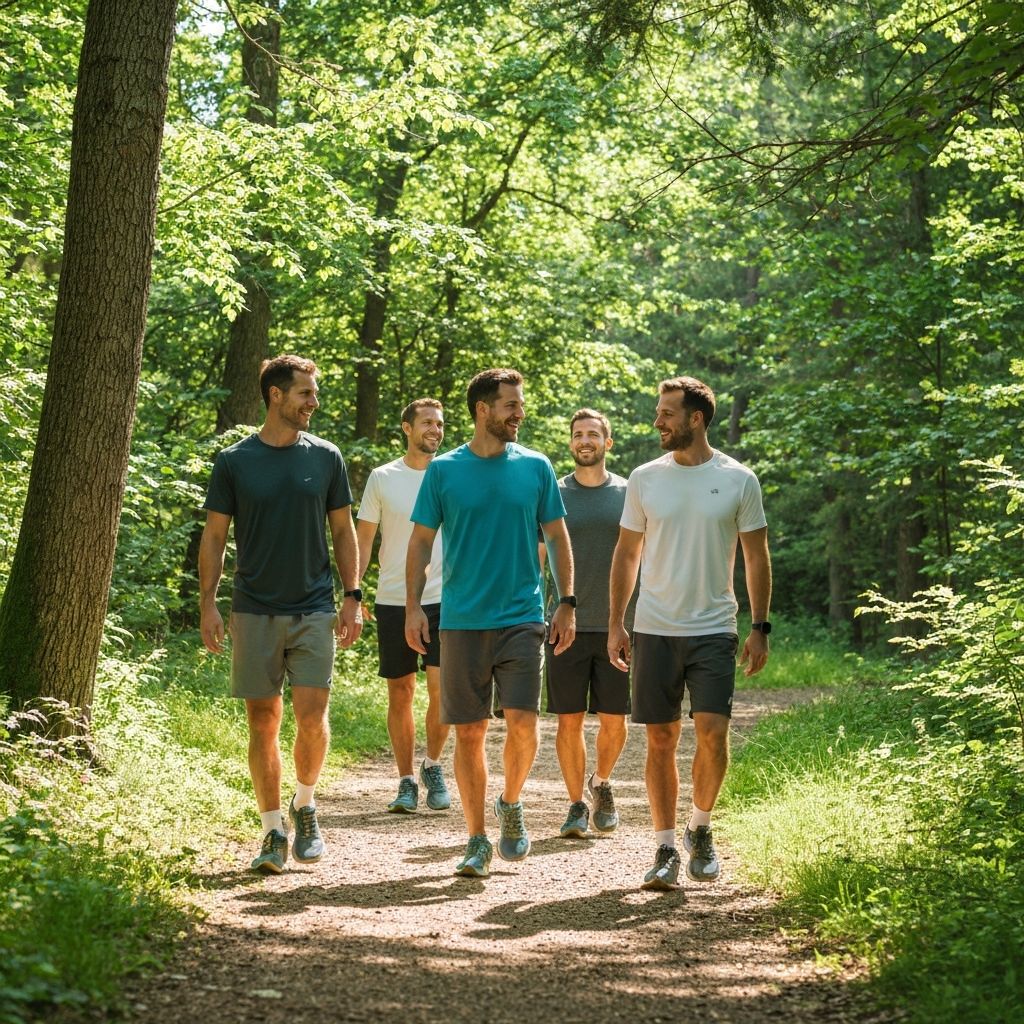 Men walking outdoors in nature